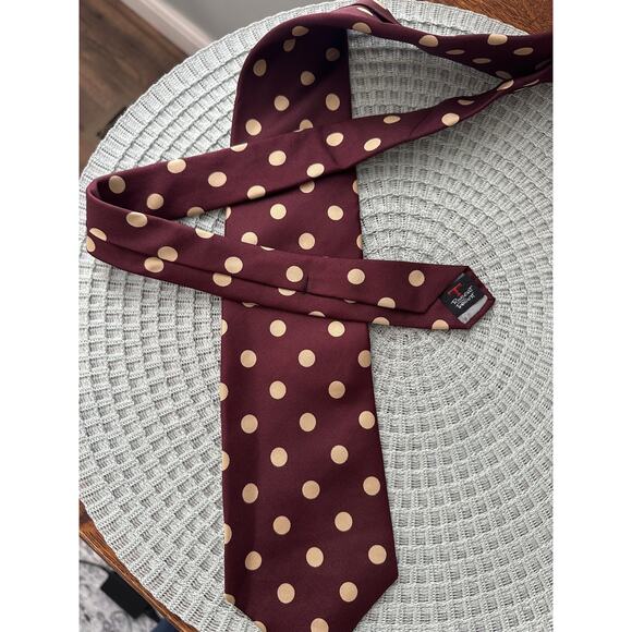 Vintage Robert Talbot Graham & Gunn Maroon Gold Dots 100% Silk Tie Made in USA - Picture 2 of 4